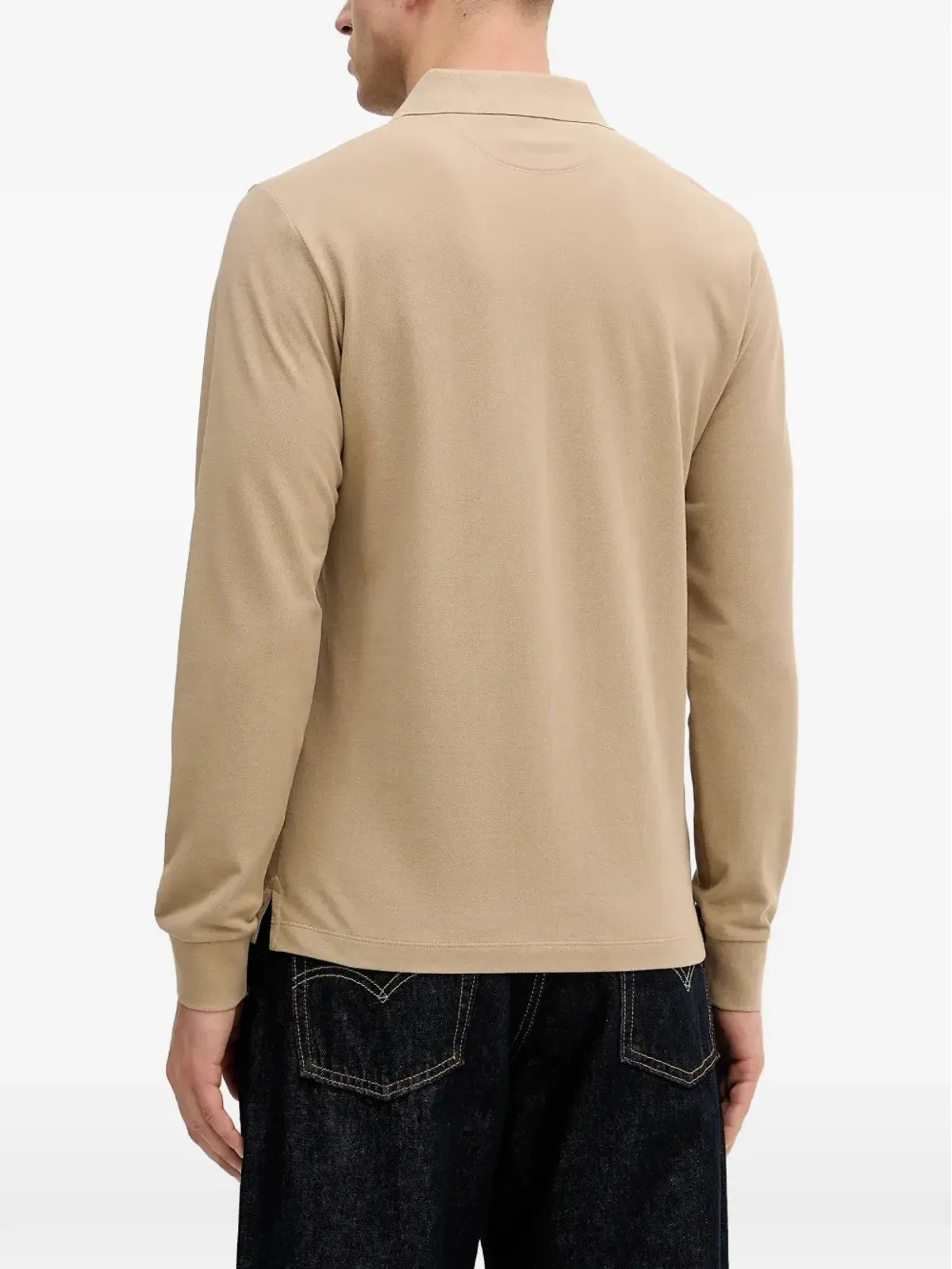 Hackett ベージュの長袖ポロシャツ - 画像3