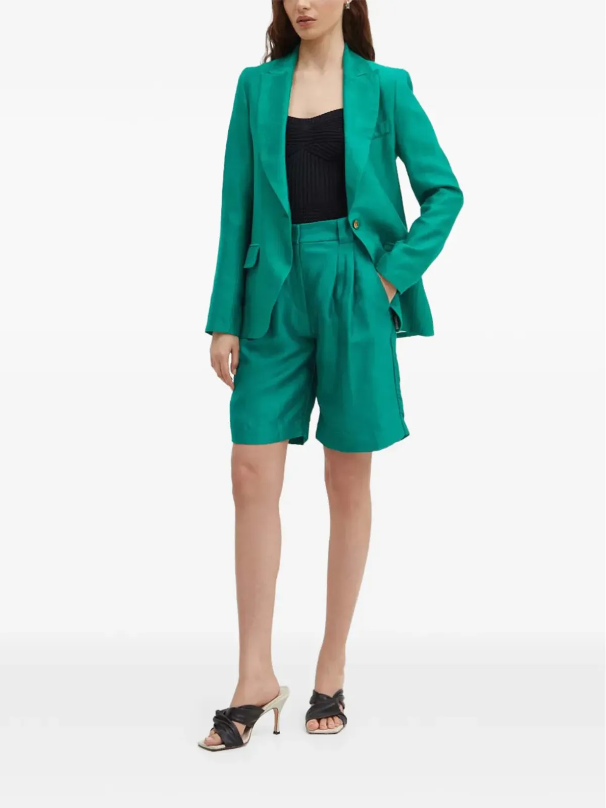 La Petite Française Savoureux pleated tailored shorts - Green - 画像2