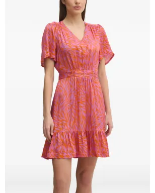 La Petite Française Ryhana ruffled V-neck mini dress - Orange - サムネイル1