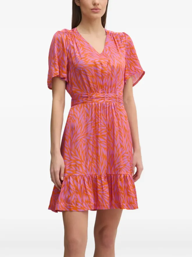 La Petite Française La Petite Française Ryhana ruffled V-neck mini dress - Orangeの商品画像