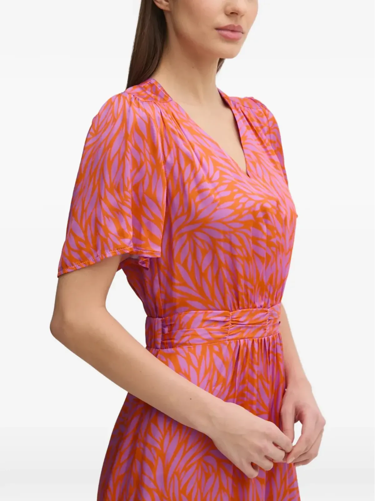 La Petite Française Ryhana ruffled V-neck mini dress - Orange - 画像3