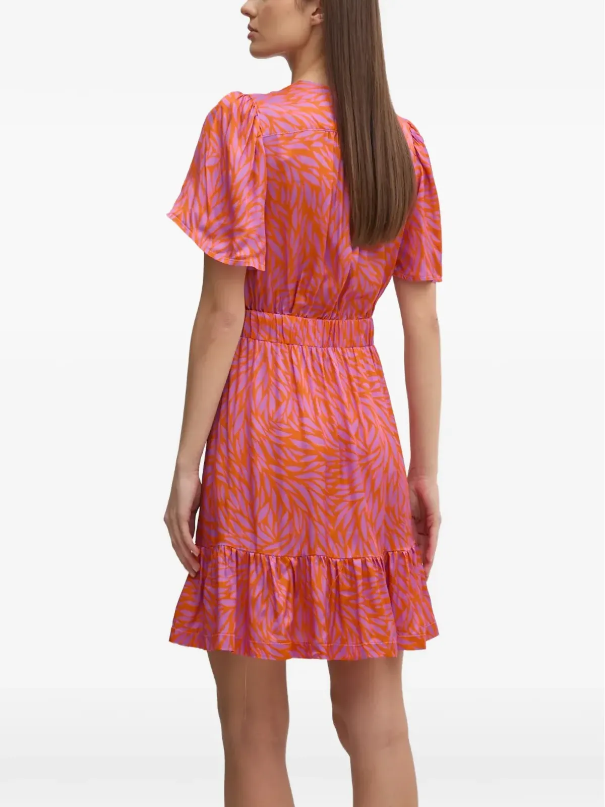 La Petite Française Ryhana ruffled V-neck mini dress - Orange - 画像4