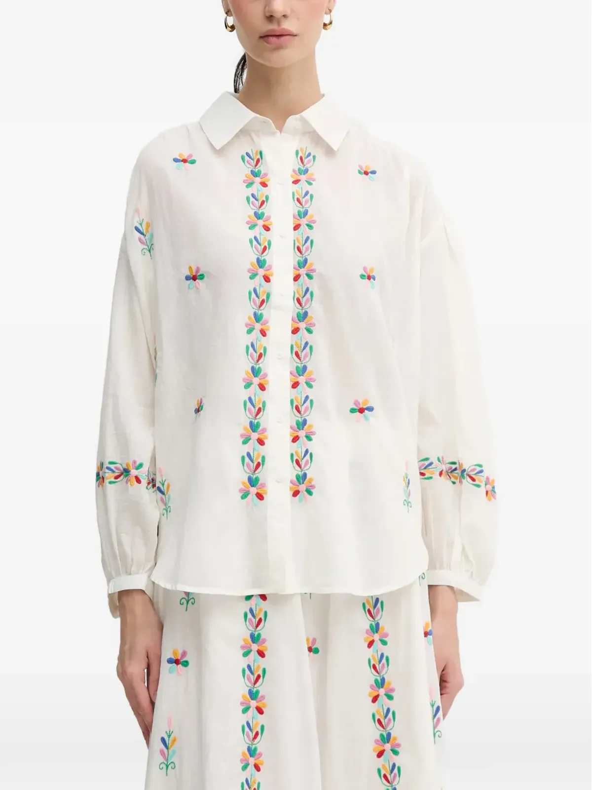 La Petite Française Chen embroidered shirt - Neutrals - 画像1