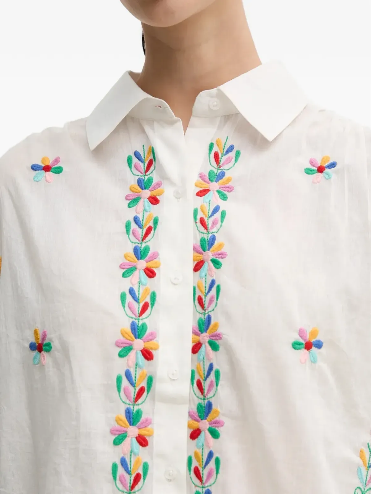 La Petite Française Chen embroidered shirt - Neutrals - 画像5