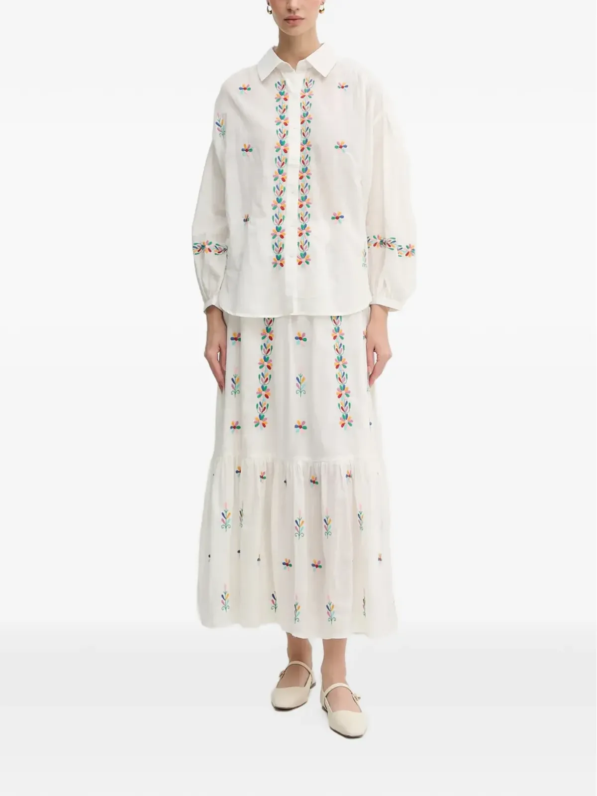 La Petite Française Chen embroidered shirt - Neutrals - 画像2