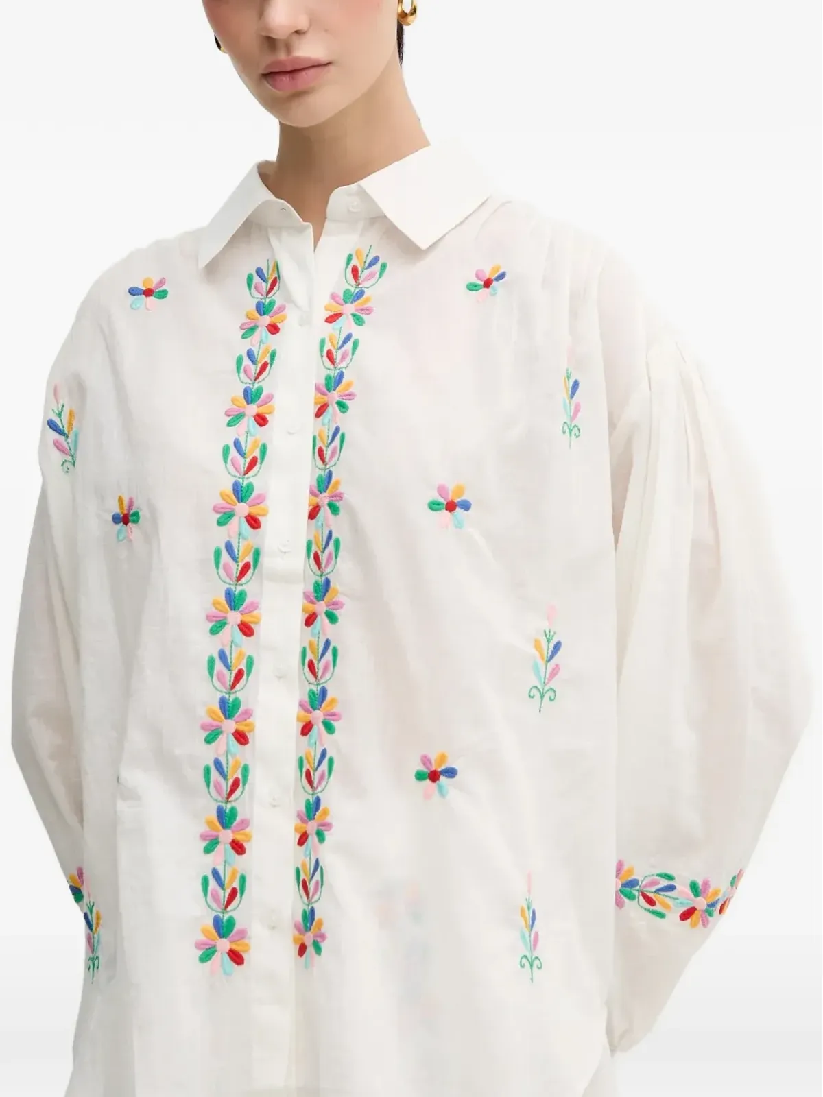 La Petite Française Chen embroidered shirt - Neutrals - 画像3