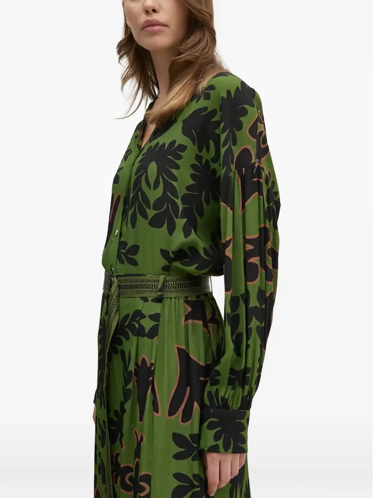 La Petite Française Chercheuse floral-print shirt dress - Green - 画像1