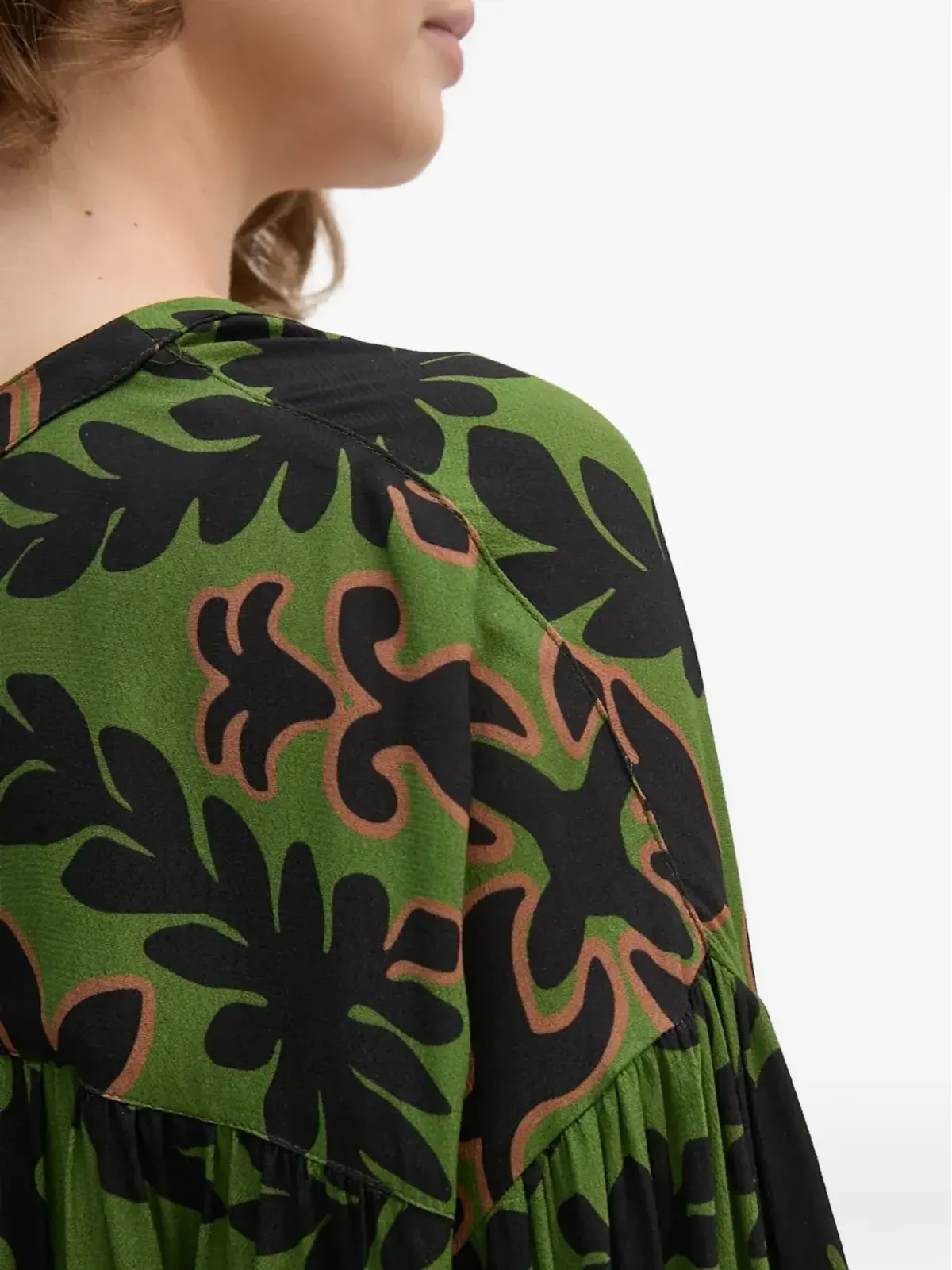 La Petite Française Chercheuse floral-print shirt dress - Green - 画像5