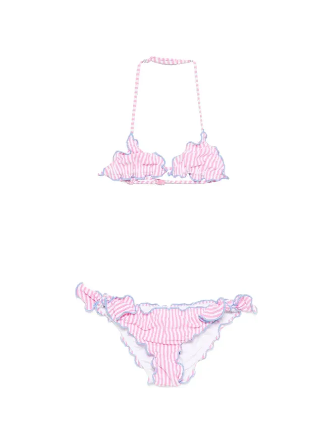 MC2 Saint Barth Kids MC2 Saint Barth Kids クリス ストライプ ラッフル ビキニ - ピンクの商品画像
