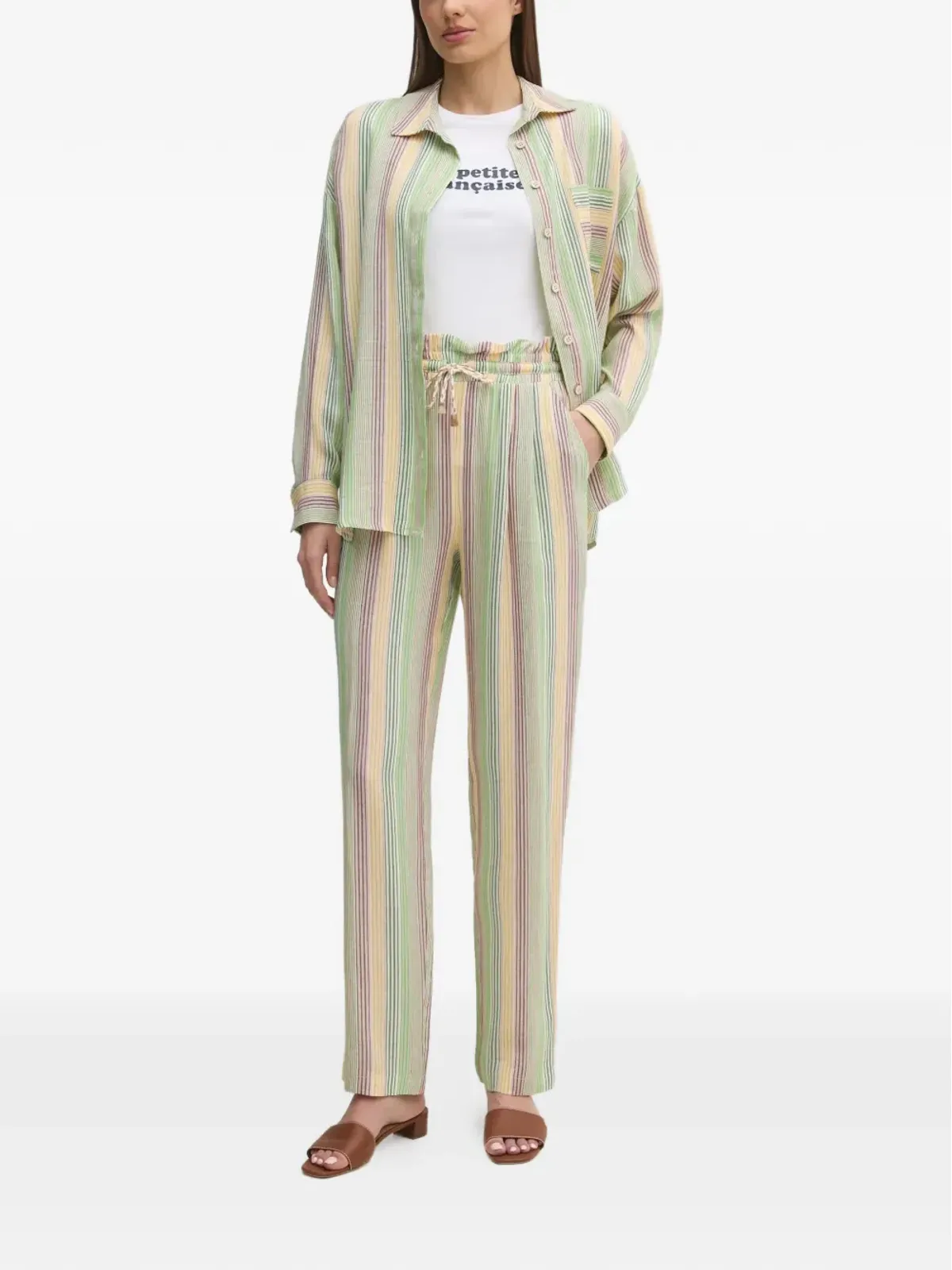 La Petite Française Petrus striped drawstring trousers - Green - 画像2