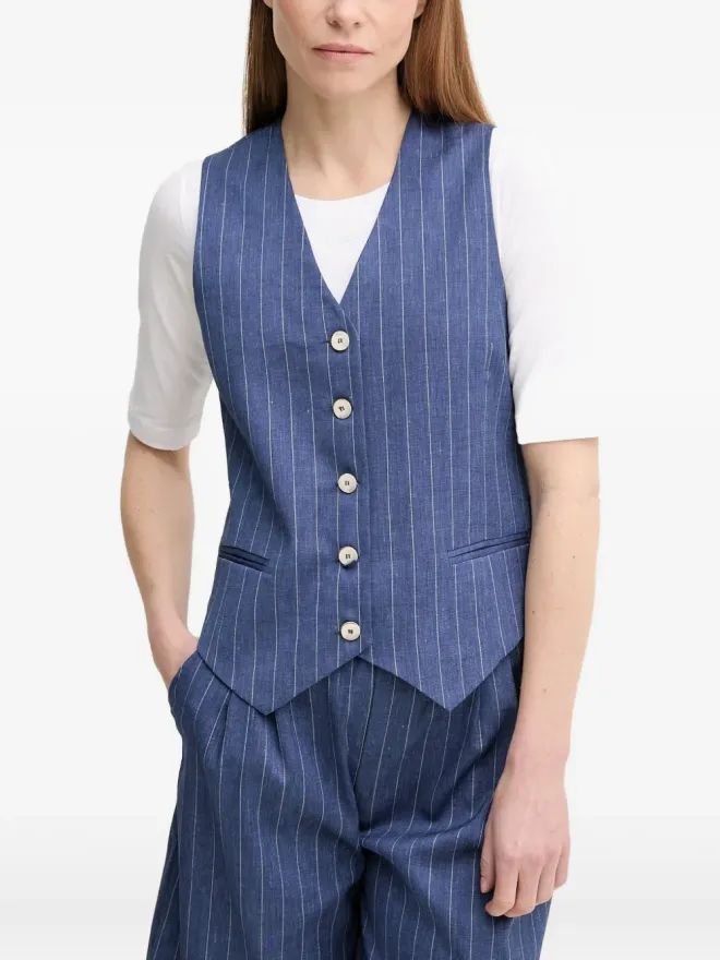La Petite Française La Petite Française グウェン ピンストライプ ボタン付きジレの商品画像