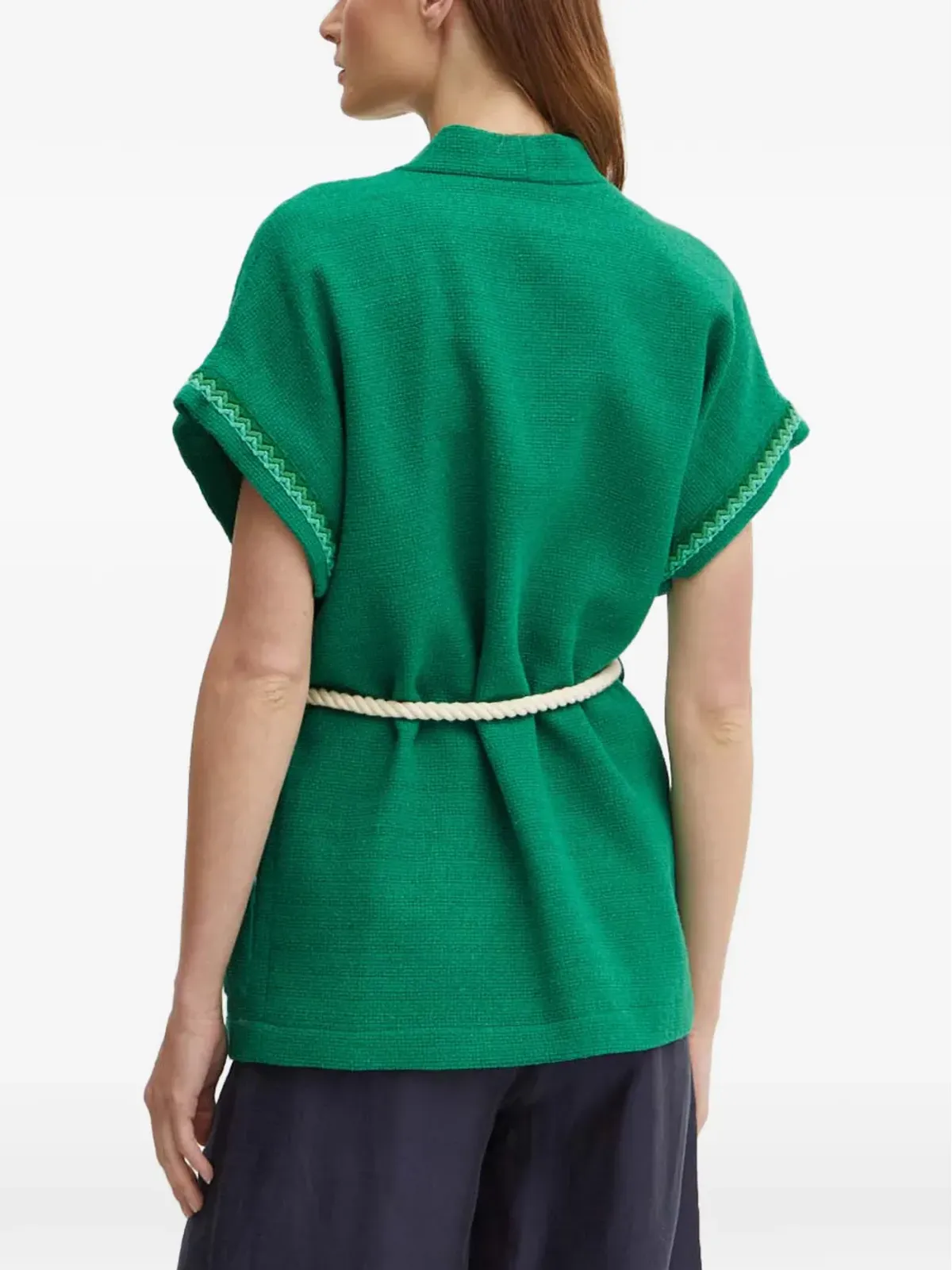 La Petite Française Verdict rope-belt V-neck cardigan - Green - 画像3