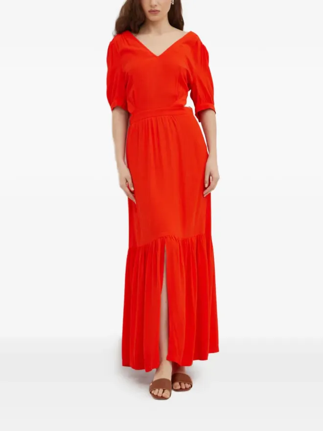 La Petite Française La Petite Française Retard tie-back V-neck dress - Redの商品画像