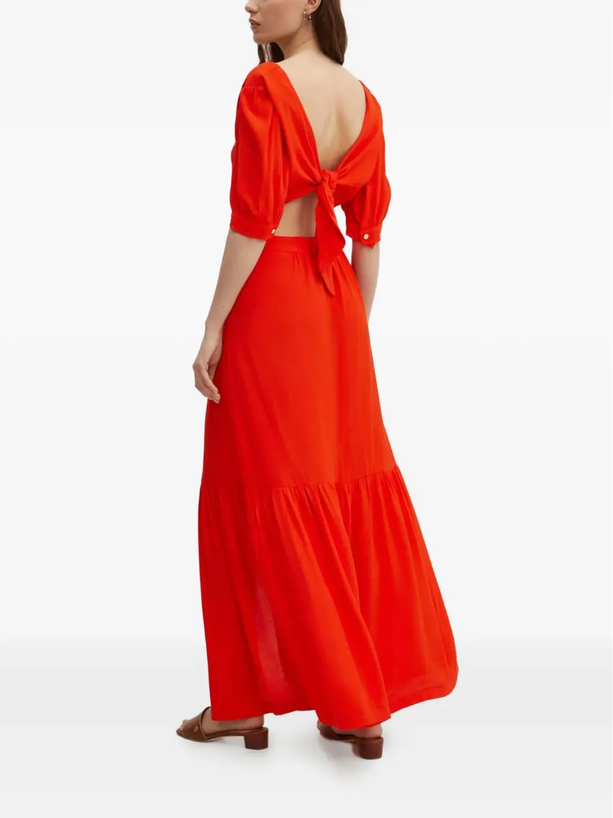 La Petite Française Retard tie-back V-neck dress - Red - 画像2