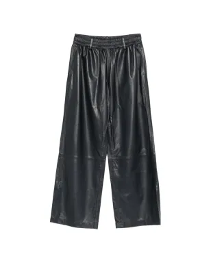 Utzon ウエストゴム入りレザーのパンツ - ブラック - サムネイル1
