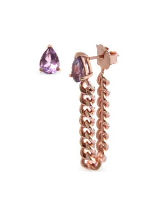 NORMA JEWELLERY Amethyst pear-cut drop chain earrings - Pink - サムネイル1