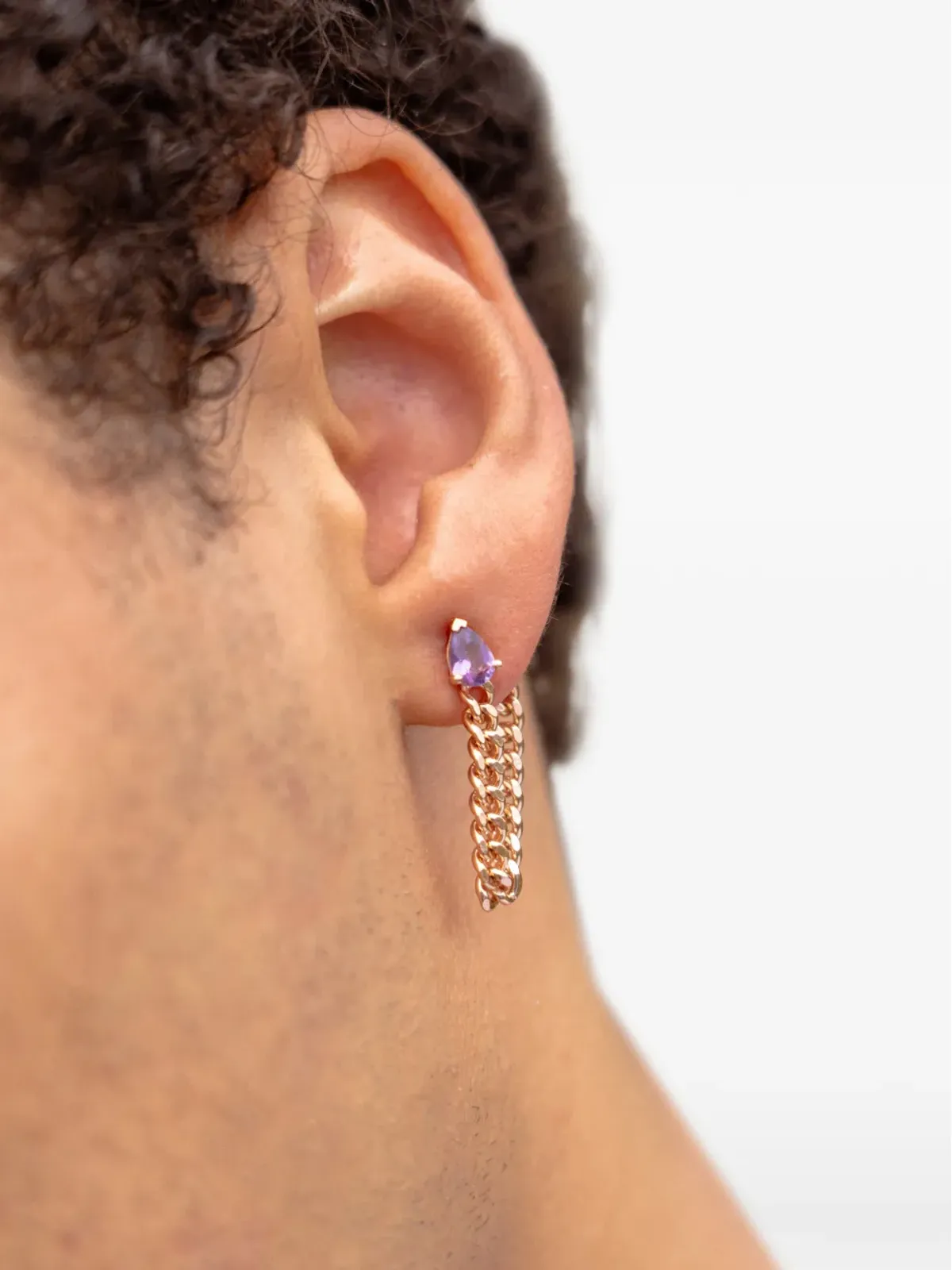 NORMA JEWELLERY Amethyst pear-cut drop chain earrings - Pink - 画像2
