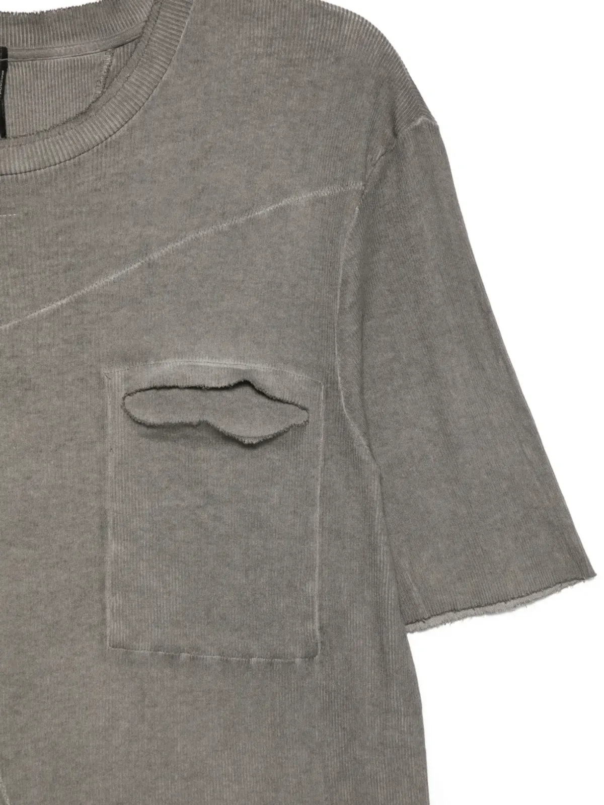 Masnada チェストポケット付き半袖Tシャツ（グレー） - 画像3