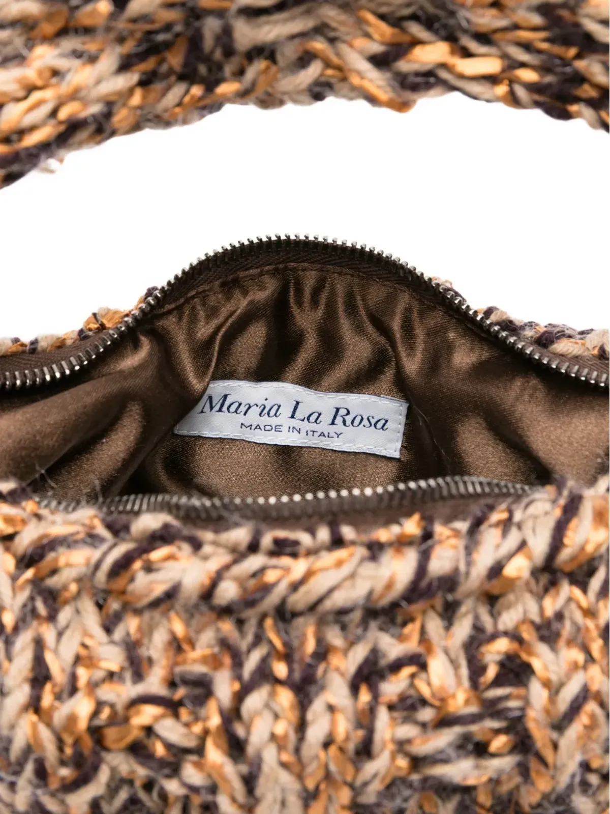 Maria La Rosa ナッピー ブロンズ編み込みトートバッグ - 画像5