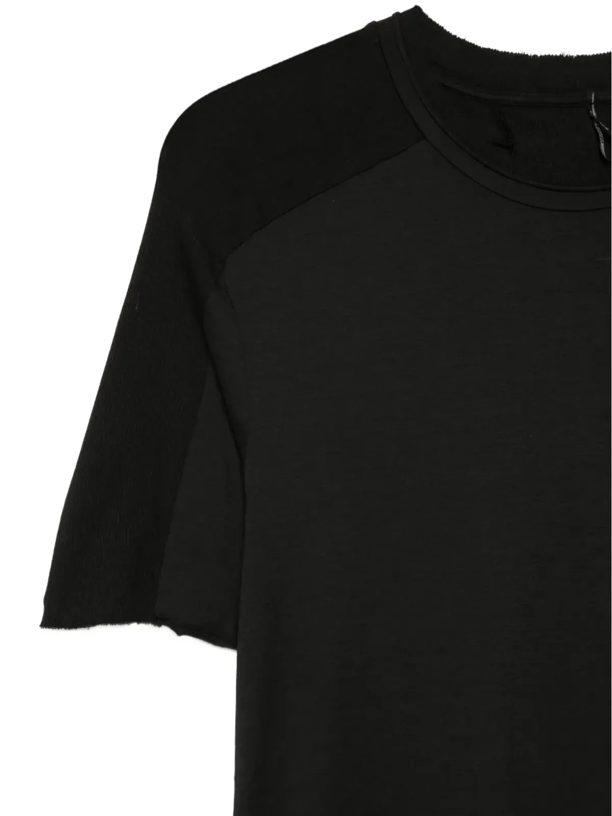 Masnada ほつれヘムパネルデザインTシャツ ブラック - 画像3