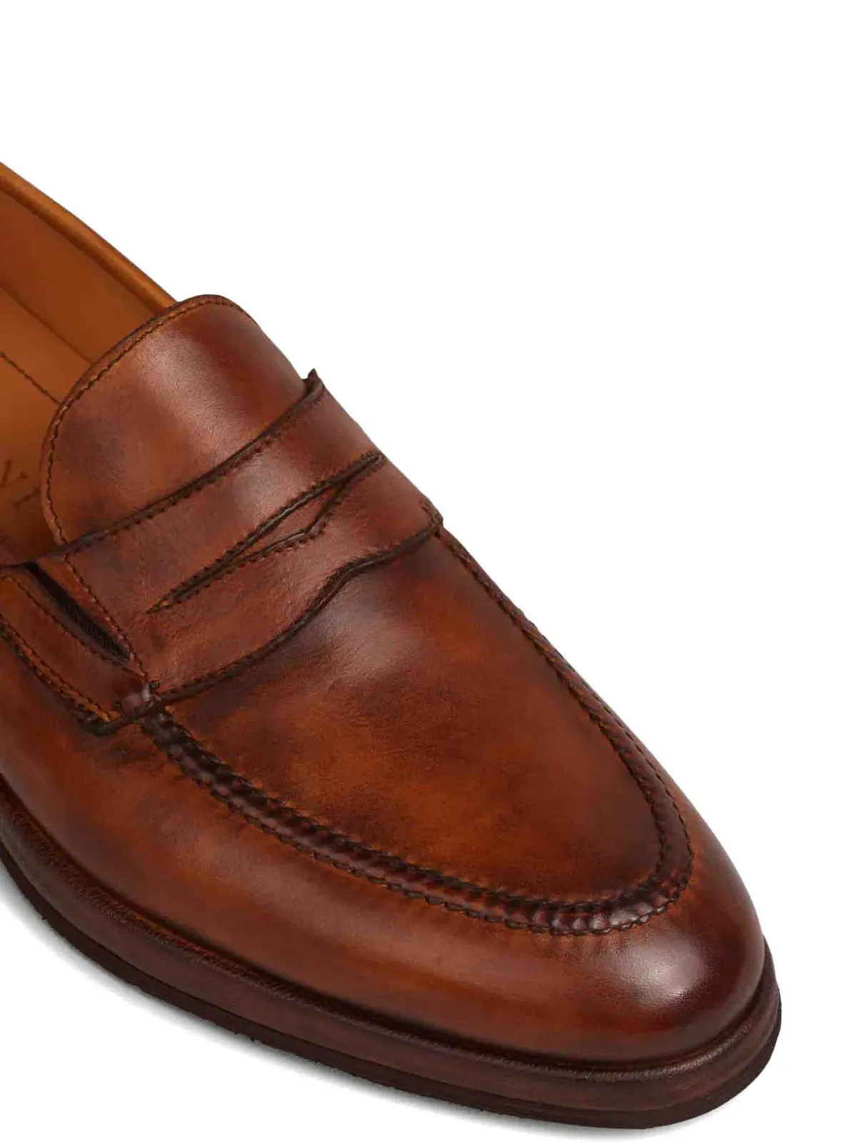 Bontoni ウェルトシルク カーフ ローファー ブラウン - 画像5