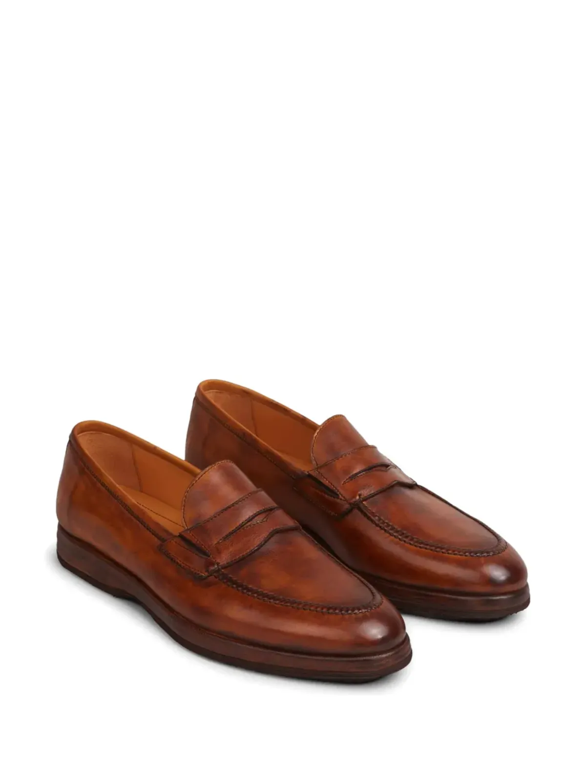 Bontoni ウェルトシルク カーフ ローファー ブラウン - 画像2
