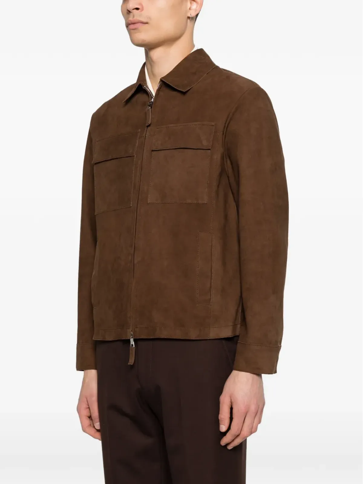 THE JACK LEATHERS ジップアップ レザージャケット - Brown - 画像3
