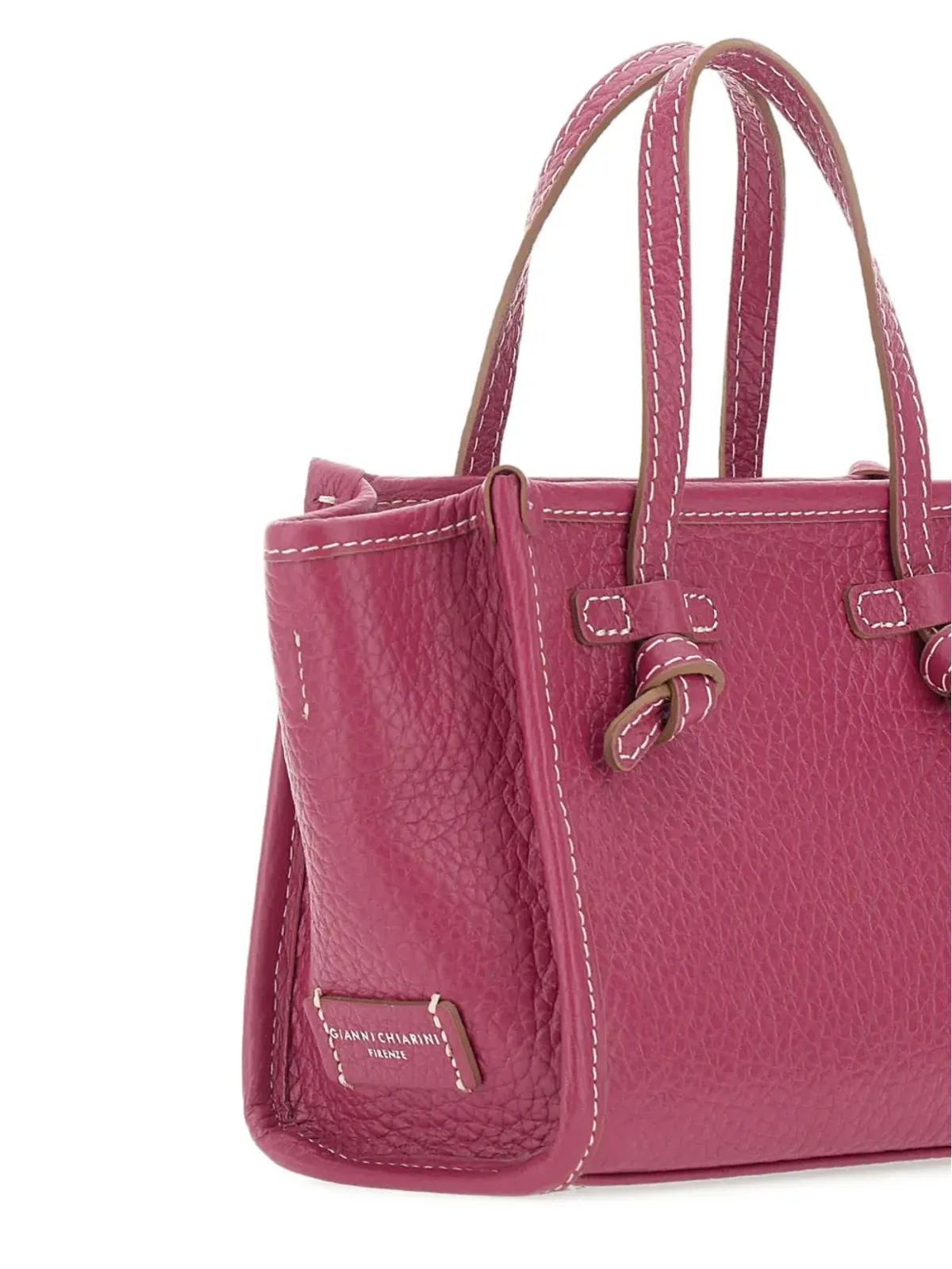 MARCELLA CLUB grained zip leather tote bag - Pink - 画像3