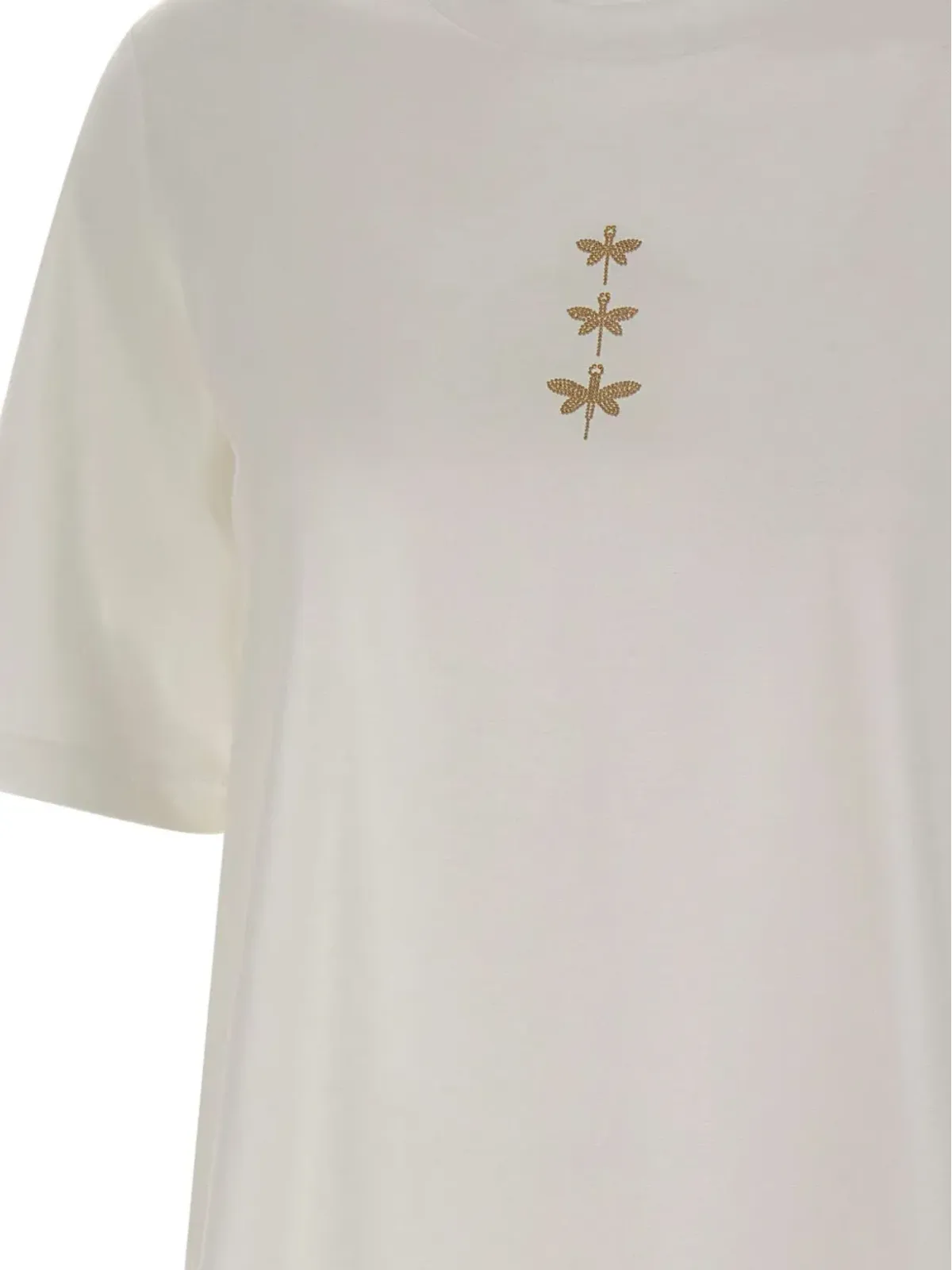 ELENA MIRO ドラゴンフライ・アップリケ付きサイドスリットTシャツ - Neutrals - 画像4