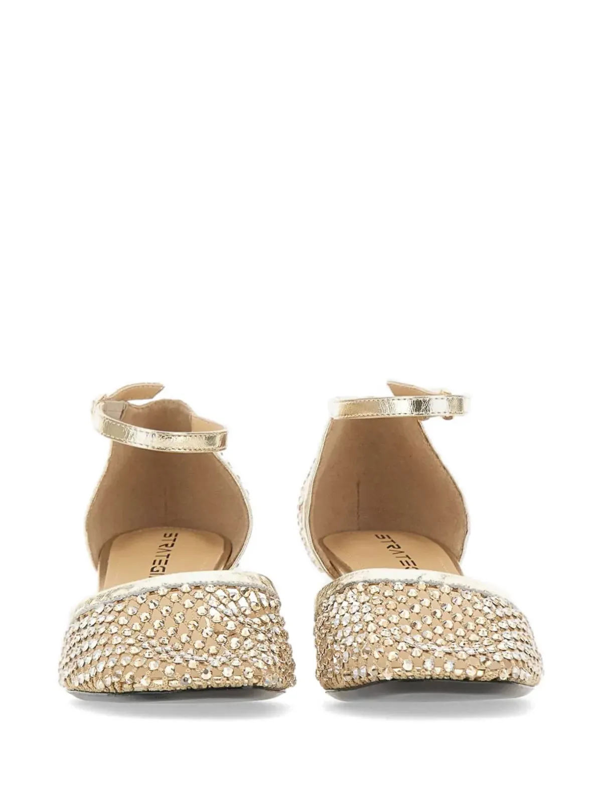 strategia shoes シャイニーデコルテ ラインストーン パンプス ゴールド - 画像3