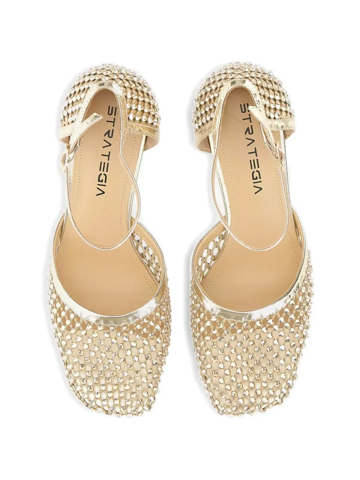 strategia shoes シャイニーデコルテ ラインストーン パンプス ゴールド - 画像4