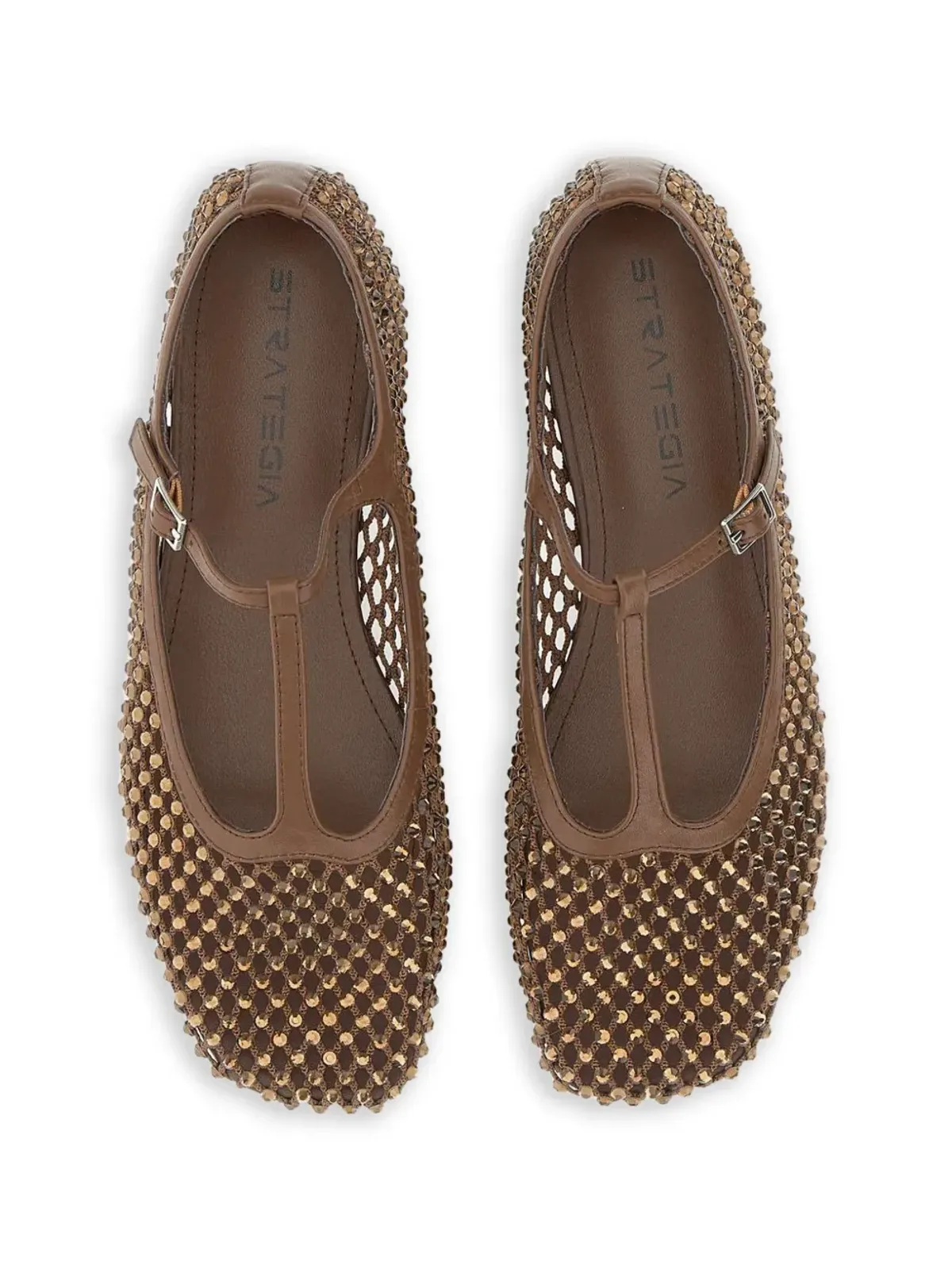 strategia shoes Jewel All Over Strass T-strap pumps - Brown - 画像4