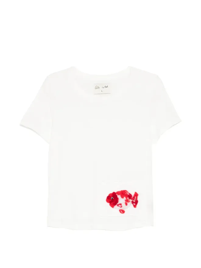 GG IN RED GG IN RED appliqué pocket T-shirt - Whiteの商品画像