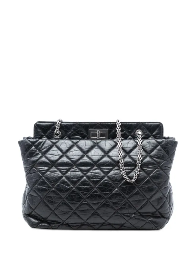 CHANEL Pre-Owned CHANEL ビンテージ 2012年 キルテッド エイジド カーフスキン リシュー トートバッグ - ブラックの商品画像