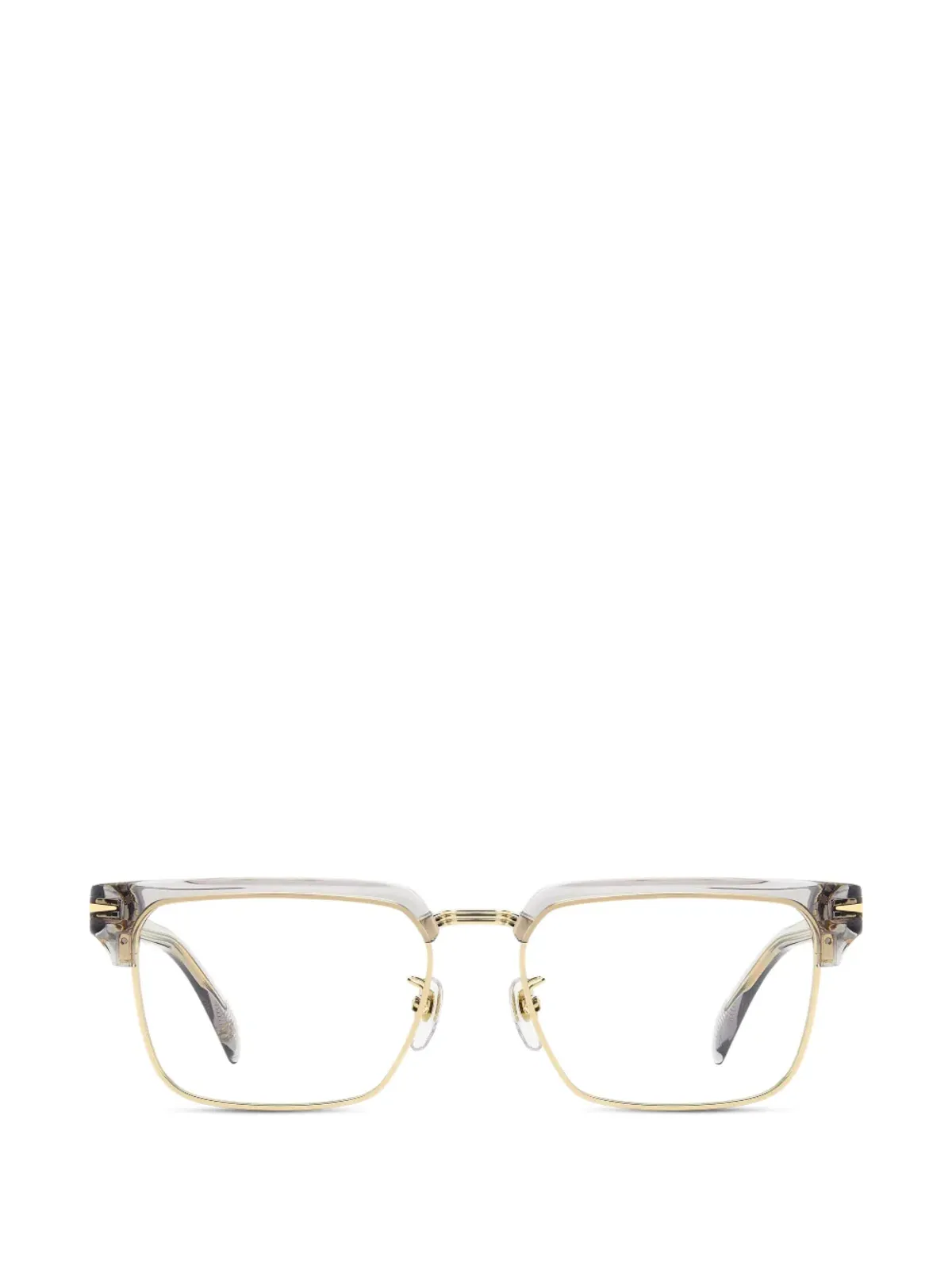 Eyewear by David Beckham スクエアフレーム金属製メガネ グレー - 画像1