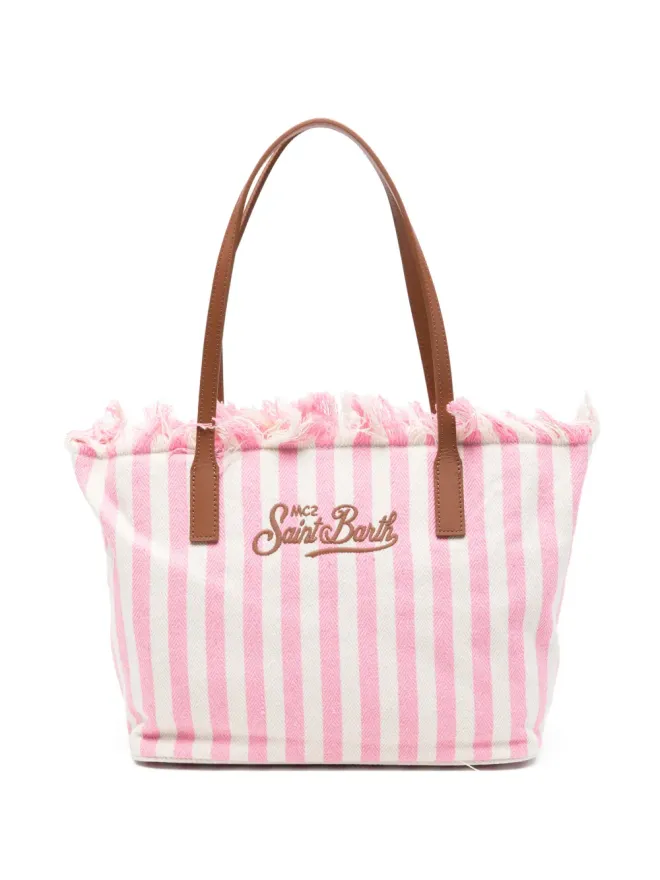 MC2 Saint Barth MC2 Saint Barth ストライプ柄フリンジビーチバッグ - ピンクの商品画像