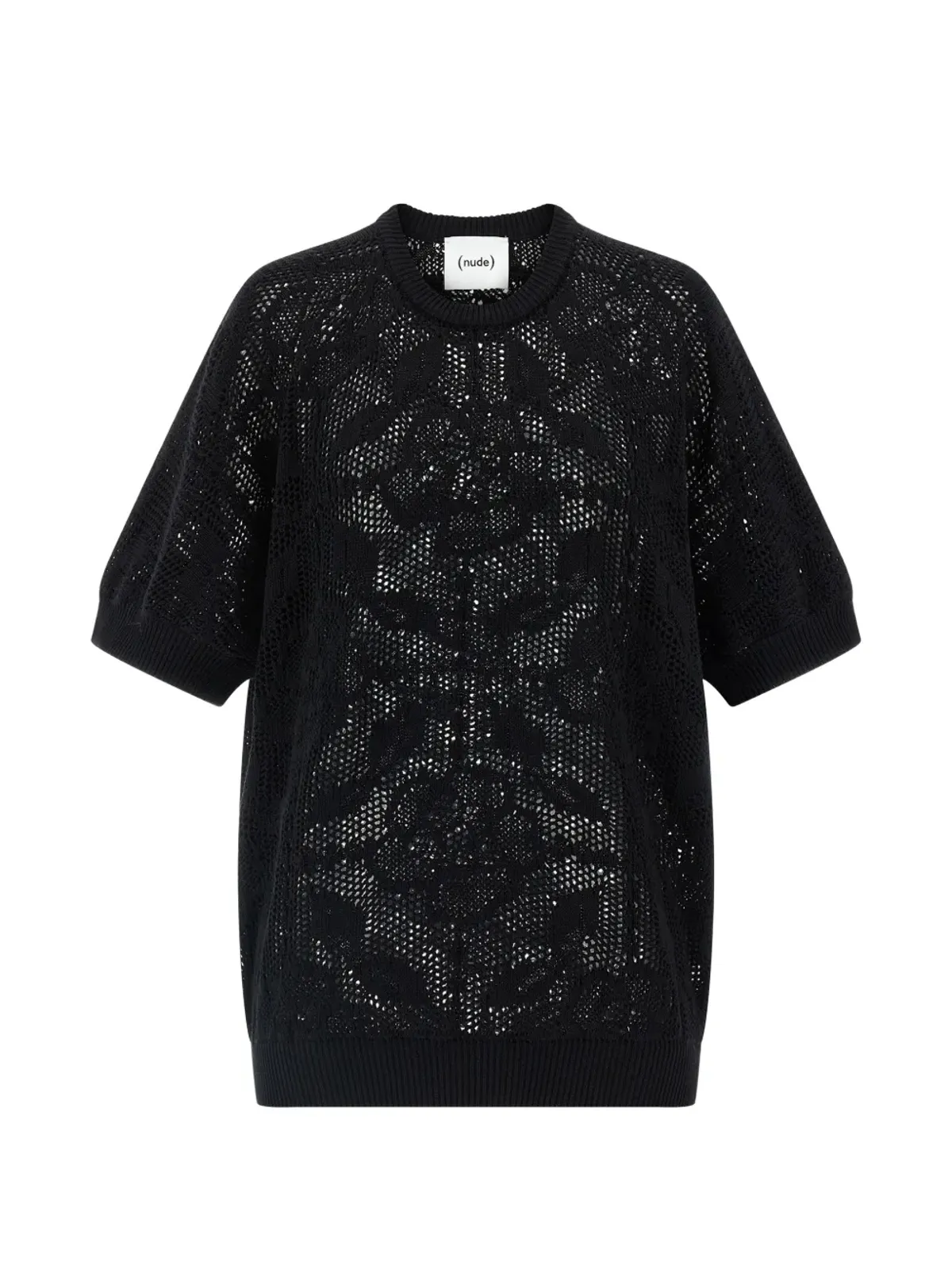 Nude ブラックのオープンワークコットンセーター - 画像1