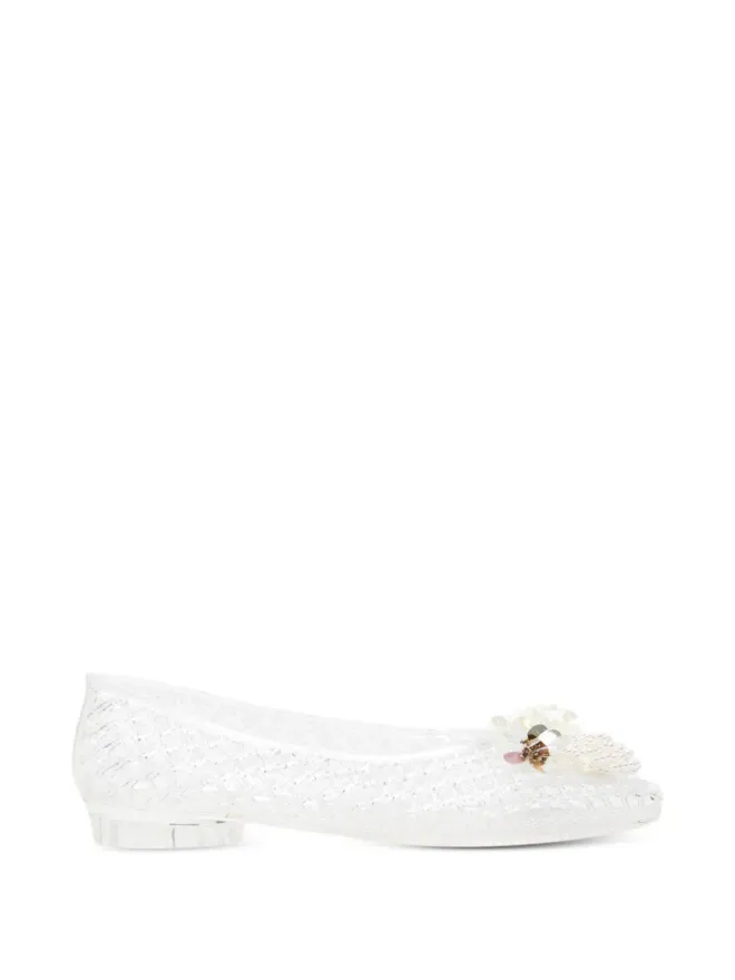 HEAVENLY JELLY HEAVENLY JELLY floral appliqué ballet flats - Whiteの商品画像