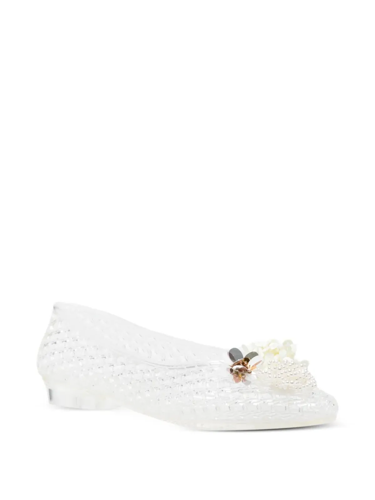 HEAVENLY JELLY floral appliqué ballet flats - White - 画像2