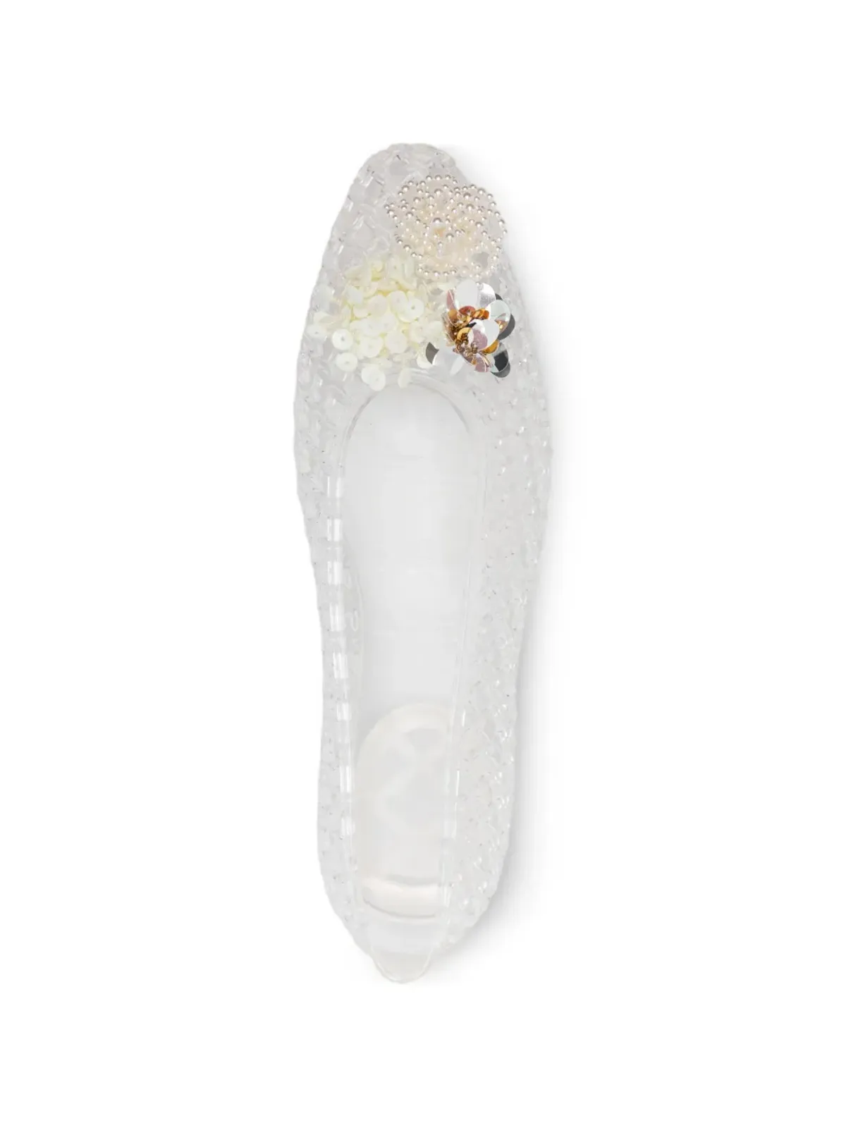 HEAVENLY JELLY floral appliqué ballet flats - White - 画像4
