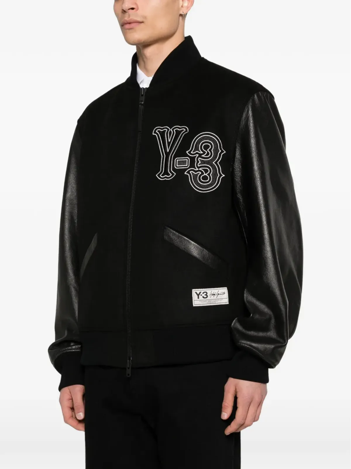 Y-3 レザー袖刺繍ジャケット - 画像3