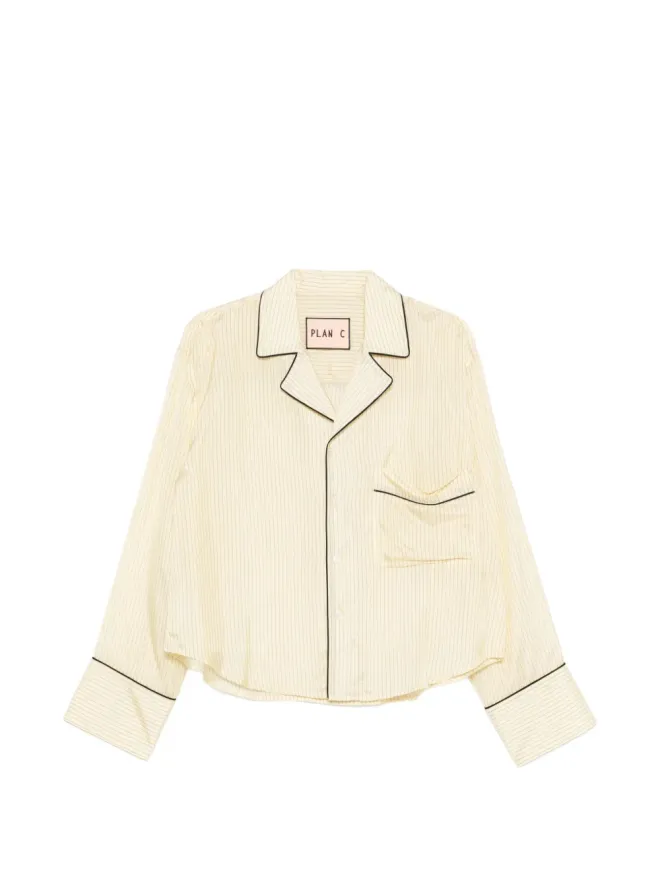 Plan C Plan C パイプドリムストライプシャツセット - Yellowの商品画像