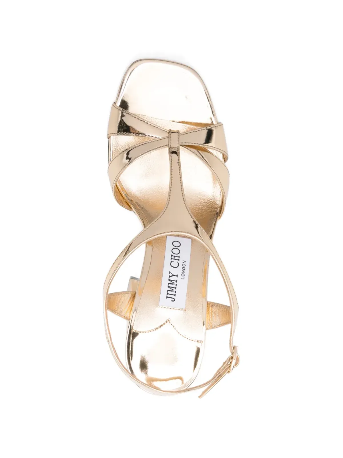 Jimmy Choo ケシア T-ストラップ レザーサンダル（金色） - 画像4