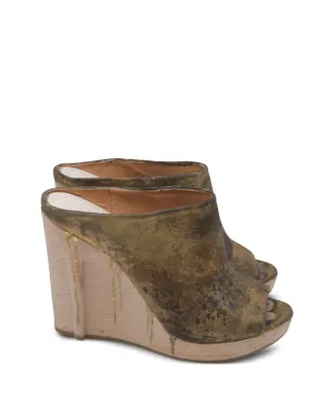 Maison Martin Margiela Pre-Owned ダメージ加工レザーサンダル - ゴールド - サムネイル1