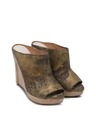 Maison Martin Margiela Pre-Owned ダメージ加工レザーサンダル - ゴールド - サムネイル2