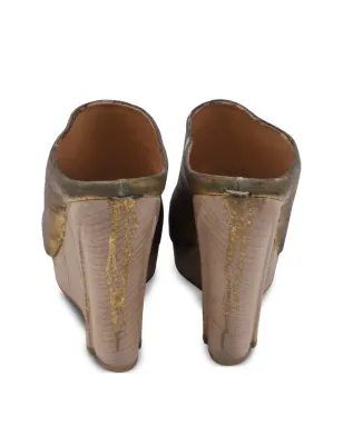 Maison Martin Margiela Pre-Owned ダメージ加工レザーサンダル - ゴールド - サムネイル4