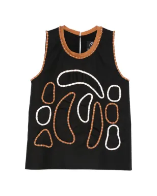 Rosanna Ocampo brown-trim blouse - Black - サムネイル1