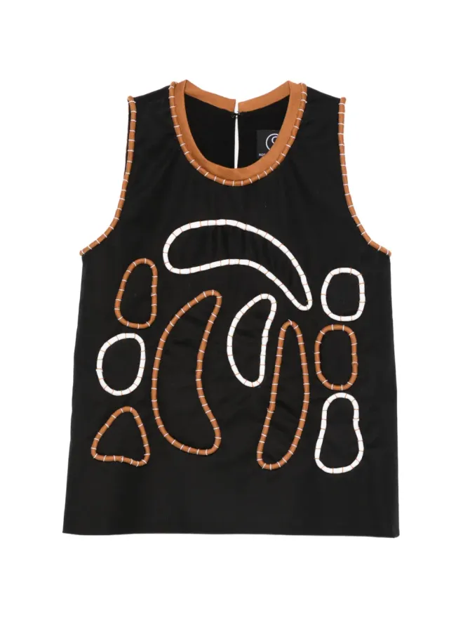 Rosanna Ocampo Rosanna Ocampo brown-trim blouse - Blackの商品画像