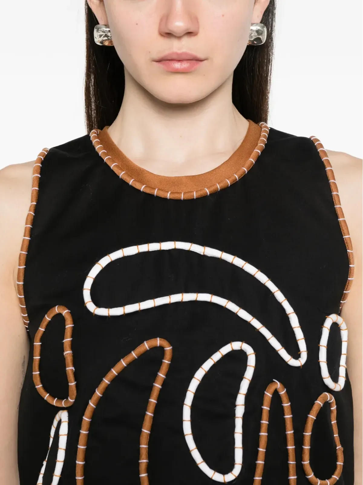 Rosanna Ocampo brown-trim blouse - Black - 画像5