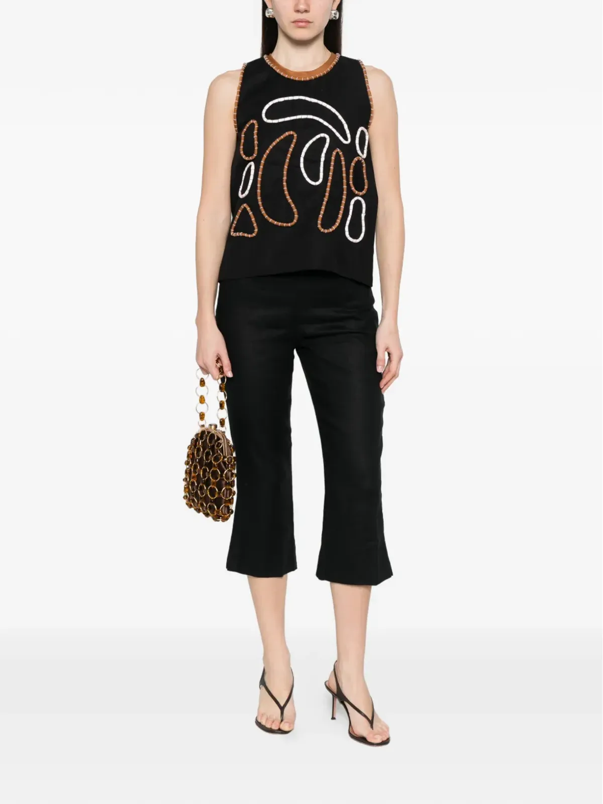 Rosanna Ocampo brown-trim blouse - Black - 画像2
